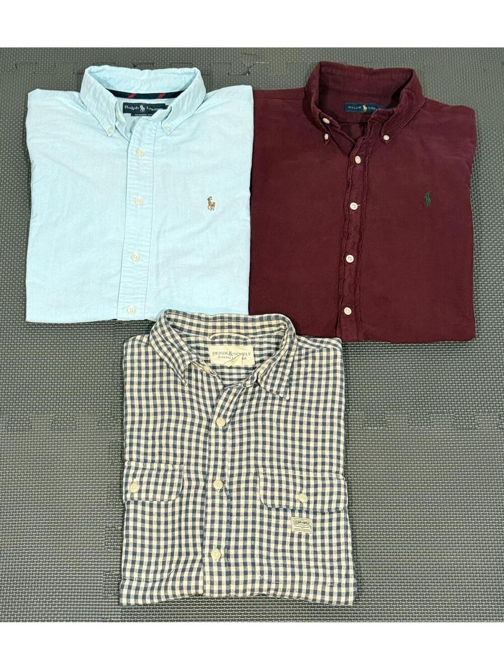 Men’s Size Medium Bundle of 3 Polo Ralph Lauren Button-Down Long Sleeve Shirts
